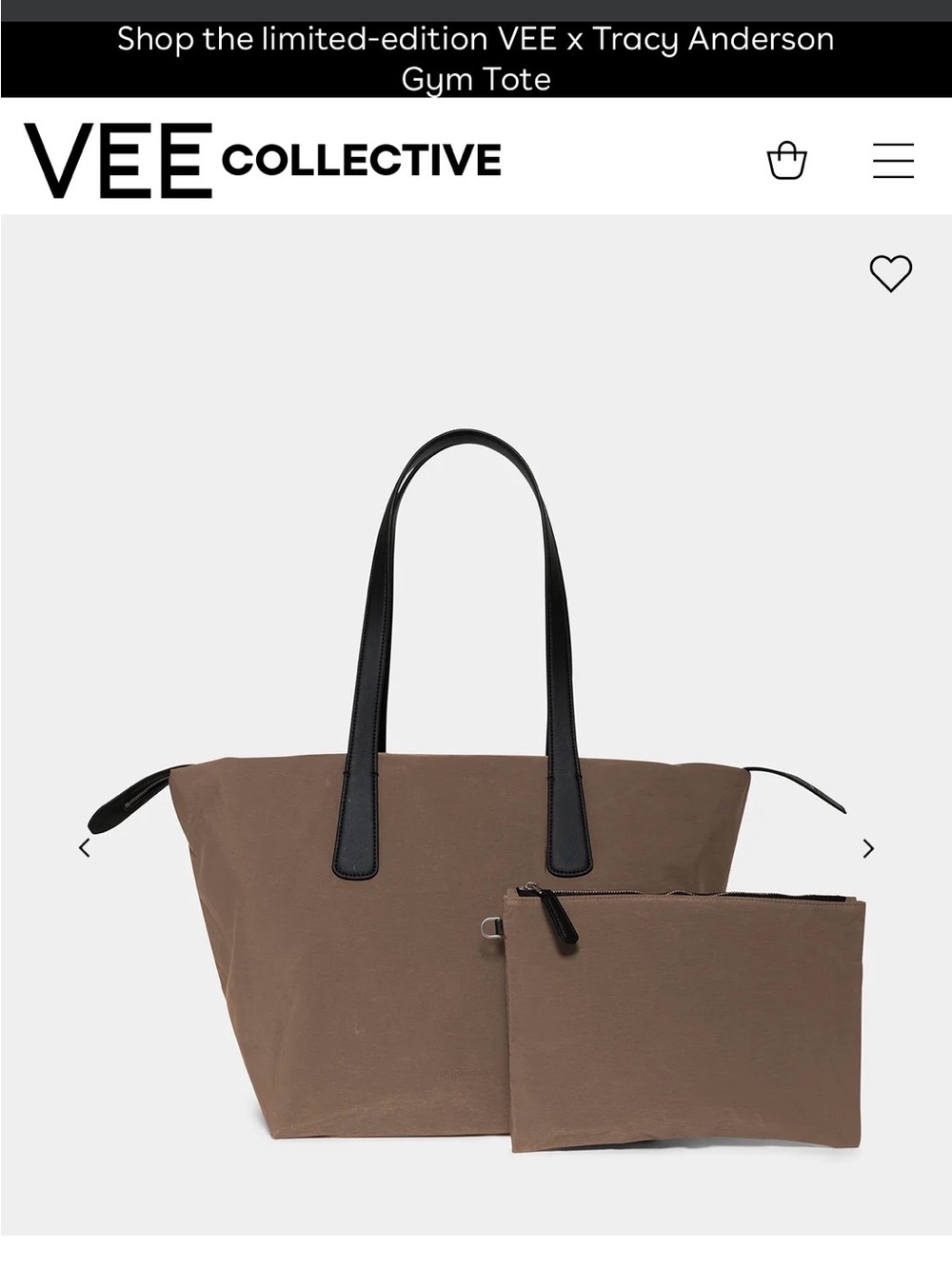 KEEP Collective Brown Tote with Black Handles and Matching Pouch